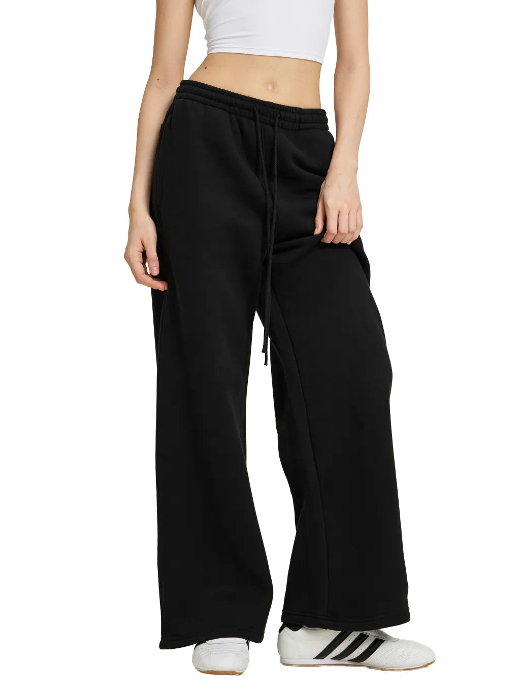 Fleece Drawstring Straight-Leg Sweatpants